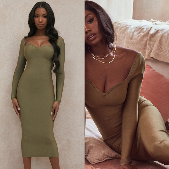 HOUSE OF CB 'Katalina' Olive Sweetheart Neckline Bandage Dress - Picture 4 of 13